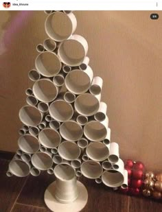 a christmas tree made out of empty cups