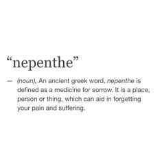 the words nepenthe are written in black and white