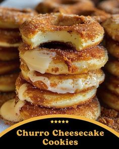 Pesto Dish Recipes | Homemade Churro Cheesecake Cookies | Facebook Churro Cheesecake Cookies, Churro Cheesecake, Sprouts Recipe, Gateaux Cake, Cheesecake Cookies, Easy Baking Recipes Desserts, Sweet Snacks Recipes, Baked Dessert Recipes, Delicious Snacks Recipes