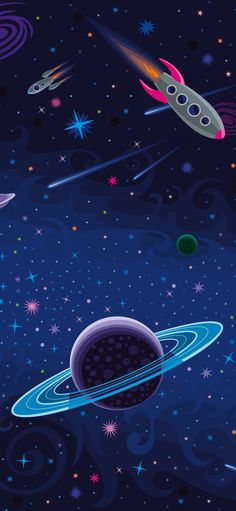 an image of a space scene with planets and stars