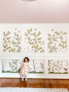 How to Wallpaper Inside Picture Frame Molding Framed Wallpaper Panels, How To Wallpaper, Next Wallpaper, Picture Molding, Frame Molding, Velvet Wallpaper, Picture Frame Molding, Nursery Room Inspiration, How To Hang Wallpaper