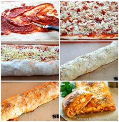 four different types of pizza with cheese and sauce