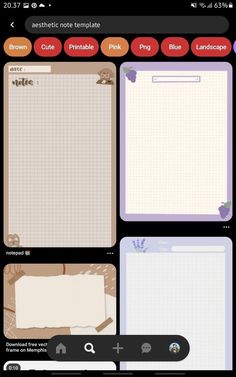 the screenshote app shows several different types of notepads and sticky notes