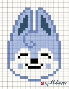 an image of a pixellated animal with blue and white squares in the shape of a face