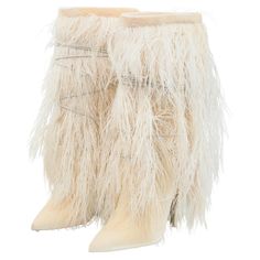 Ruder Than The Rest presents: Saint Laurent Ostrich feather yeti boots from the spring-summer 2018 collection. Cream coloured velvet fabric boot. Long ostrich feather from the ankle up. Adjustable wrap around ties. Contemporary, 2018. Authenticity guaranteed. Condition: Near brand new in box. Worn once in a studio. Size: Marked 37 fits tight, ideal fit 36.5. Measurements: Height: 15.25" (38.5cm) Heel height: 4" (10cm) Yeti Boots, Fabric Boots, Color Crema, Anthony Vaccarello, Ostrich Feather, Ostrich Feathers, Fur Boots, Cadillac Escalade, Primavera Estate