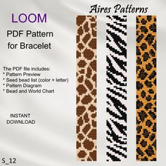 three different types of animal print patterns for bracelets