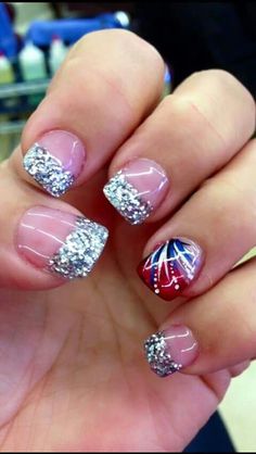 Red, white and blue nails! 13 Colonies, July Ideas, Blue Nail Art, July Nails, Nails For Kids