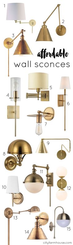 the different types of lamps and shades for wall sconces in various sizes, shapes and colors