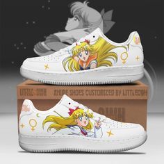 Sailor Venus Sailor Moon Shoes Custom Anime Af Sneakers Lightweight construction with breathable mesh fabric provides a comfortable and flawless fit. Venus Inspired Outfits, Sailor Moon Shoes, Af Shoes, Moon Shoes, Anime Sneakers, Air Sneakers, Great Anniversary Gifts, Sailor Uranus, Usagi Tsukino