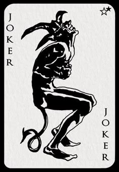 the joker playing card is shown in black and white