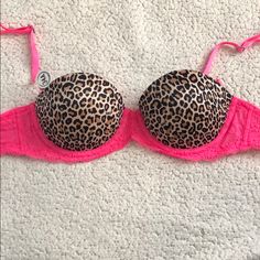 Nwt. Has 2 Openings For The Straps As Pictured Or Can Remove To Wear Strapless. Pink Fitted Underwire Bra, Fitted Pink Underwire Bra, Pink Push-up Bra For Beach, Fitted Pink Bra, Pink Stretch Bra With Padded Cups, Pink Padded Stretch Bra, Stretch Pink Bra With Padded Cups, Pink Underwire Stretch Bra, Vs Pink Bras