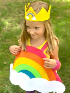 Somewhere over the 🌈 RAINBOW 🌈... Let Superkid Capes help you capture some magical moments with your little hero outfitted in our bright and colorful rainbow costume! Whether its for that special Halloween costume, a parade, a school play, a magical birthday party, or just for fun; our rainbow costume will definitely brighten everyone's day. WHAT YOU GET: 1 one-of-a-kind, easy on, handmade 🌈 RAINBOW COSTUME 🌈, with option to add matching hair bow, headband and rainbow arm bands. Rainbow crow Rainbow Costume, Spring Costume, Rainbow Costumes, Kids Halloween Costumes, Handmade Halloween Costumes, Halloween Kids Costumes Girls, Kids Costumes Girls, Magical Birthday, Crown Crafts