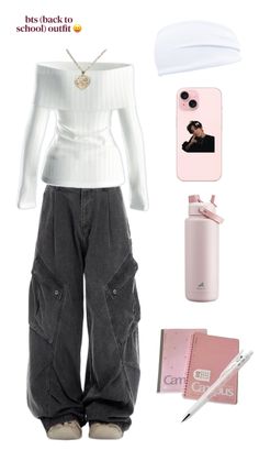 a white sweater and jeans outfit with accessories