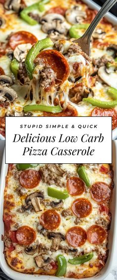 Image for Delicious Low Carb Pizza Casserole Crust Less Pizza Casserole, Low Carb Pizza Casserole No Crust, Keto Italian Casserole, Keto Crockpot Pizza Casserole, Low Carb Recipes For 1 Person, Healthy Pizza Bake, High Protein Pizza Casserole, Pizza Bake Keto, Cauliflower Rice Pizza Casserole