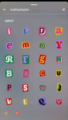 the letters are made up of different colors and sizes, including one for each letter