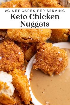 the keto chicken nuggets are covered in sauce