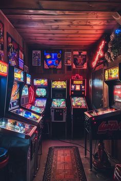 a room filled with lots of different types of arcades and video game machines in it