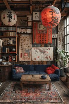 Global Eclectic Decor Inspiration, Japanese Maximalism, Asian Room, Instagram Magazine, Japanese Living Room, Boho Living Room Ideas, Men Cave, Asian Interior, Ethnic Chic