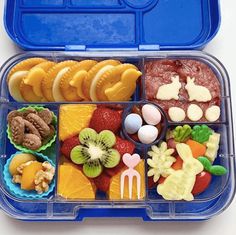 a plastic container filled with lots of different types of food