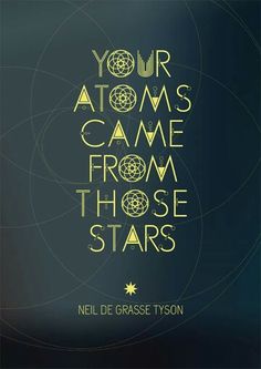 a book cover with the words your atomics came from those stars written in gold