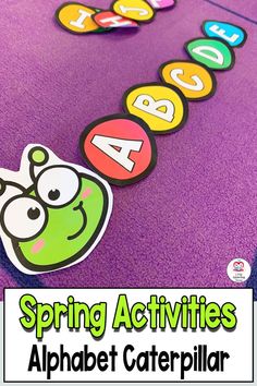 an alphabet game with the words spring activities on it