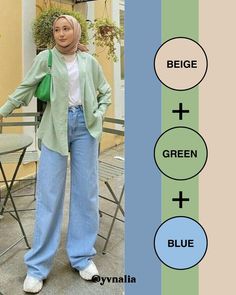 FOLLOW DAN DAPATKAN INSPIRASI OUTFIT LAINNYA ✨ #outfitidea #mixnmatch #inspirasioutfit #pinkloverss12._ Mix And Match Colors Outfits, Smart Casual Women Outfits, Color Knowledge, Green Color Combinations, Islamic Things, Bird Template