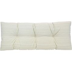 a white pillow with pleated edges on the bottom and sides, in front of a white background