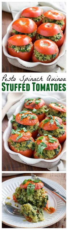 the steps to make stuffed tomatoes with pesto