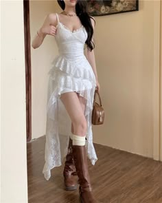 Daisy Wings White Lace Fairycore Coquette Dress Angel Dress Costume, Dresses Cheap, Angel Like Outfit, White Theme Outfit, Front Open Dress, Mini Dress Y2k, White Dress Tight, Lace Nightgown Aesthetic, White Angel Outfit