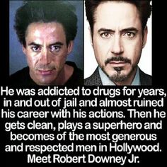 two men with different facial expressions in front of a quote from the movie robert downey