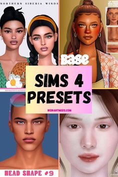 sims 4 presets collage Ears Sims 4, Female Head, Head Shapes