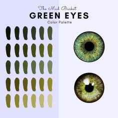 the green eyes color palette is shown in three different colors, each with an eyeball