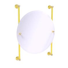 a white round object with two yellow poles