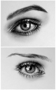 two different views of an eye with long lashes