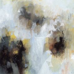 an abstract painting with white and brown colors