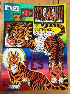 the tiger is depicted in this colorful poster