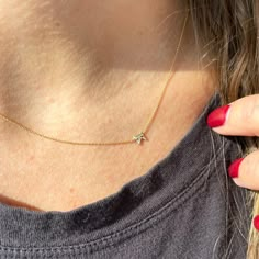 Introducing our best selling layering necklace the TINIEST INITIAL NECKLACE: dainty and delicate, it's the perfect size for the person who likes to keep things simple. Who says tiny can't be mighty?! A sweet and subtle way to honor yourself, your lover, your best friend, your baby, or your fur baby. This necklace is solid 14k gold Want more than one initial on your necklace? No problem! See our tiniest initials necklace here. We hand make this necklace in our new jersey studio on a 16" diamond c Cheap Gold Jewelry With Initials, Affordable Delicate Chain Necklace, Cheap Classic Delicate Chain Necklace, Cheap Dainty Jewelry With Initials, Dainty Necklace For Girlfriend, Cheap Dainty Initials Jewelry, Dainty Necklace Tiffany, Necklaces Initials, K Initial Necklace