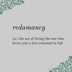 the words redmancy are written in black on a gray background with green leaves