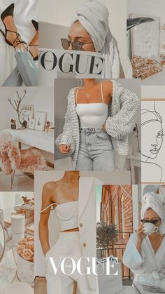 a collage of photos with the words vogue written on them