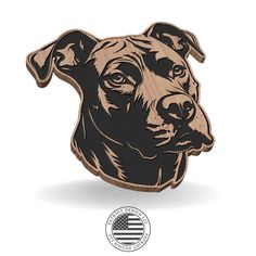 a brown and black dog with an american flag on it's back lapel