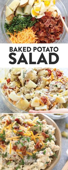 baked potato salad with bacon, cheese and other toppings