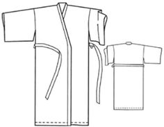 the front and back views of an unisex robe