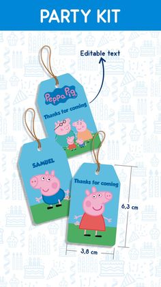 Peppa Pig tags for birthday parties Pig Printable, Cozy Party, Peppa Birthday, Pig Birthday Party, Peppa Pig Birthday Party, Peppa Pig Party, Pig Party, Peppa Pig Birthday, Pig Birthday