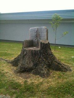 a chair made out of a tree stump