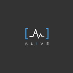 the logo for alive is shown in blue and white on a black background with an arrow