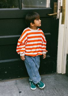 Stripe Crewneck- Orange Available in Goldie and Blue Product Details: Cream and orange stripes Drop shoulder Soft cotton Ribbed hem and cuff detail Fit & Sizing: Loose fit True to size Material: 100% Cotton Imported Denim Cargo Pants, Denim Cargo, Pants Vintage, Cargo Jacket, Timor Leste, Cuff Detail, Baby Outfits, True Blue, Papua New Guinea