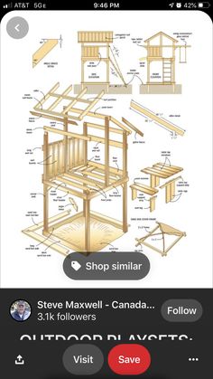 the plans for a wooden tree house are shown in this screenshote screen shot