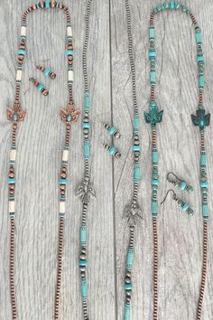 This handcrafted 36" Western Navajo Pearl Turquoise necklace features semi-precious stones and an adjustable length for a perfect fit. Make a statement with this cowgirl-inspired piece, perfect for adding a touch of the Southwest to your cowgirl or rodeo outfit. A must-have for any Western jewelry collection. Western Jewelry Aesthetic, Western Jewelry Diy, Diy Western Jewelry, Western Jewelry Necklace, Rodeo Outfit, Diy Leather Earrings, Rodeo Outfits, Cowgirl Jewelry, Copper Pearl