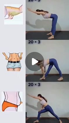 the woman is doing yoga poses in different positions