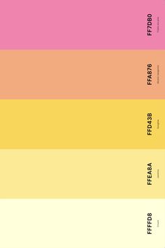 the color palette is shown with different colors and font on each side, including pink, yellow